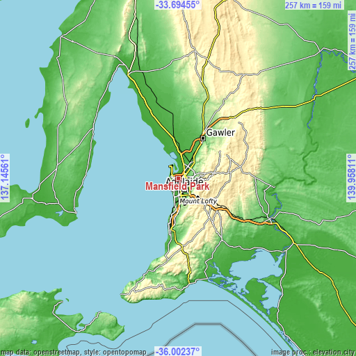 Topographic map of Mansfield Park