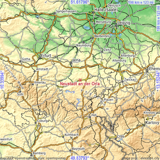 Topographic map of Neustadt an der Orla