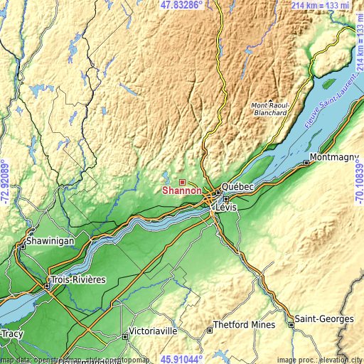 Topographic map of Shannon