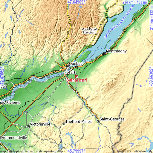 Topographic map of Saint-Henri