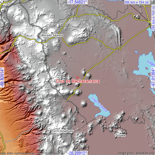 Topographic map of Cruz de Machacamarca