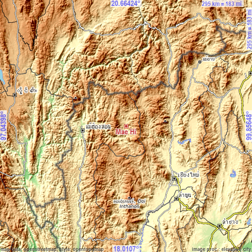 Topographic map of Mae Hi