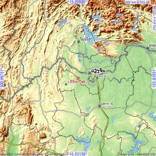 Topographic map of Pho Tak