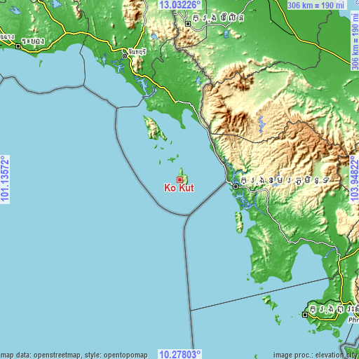 Topographic map of Ko Kut