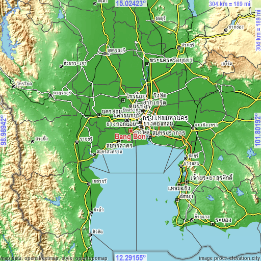 Topographic map of Bang Bon