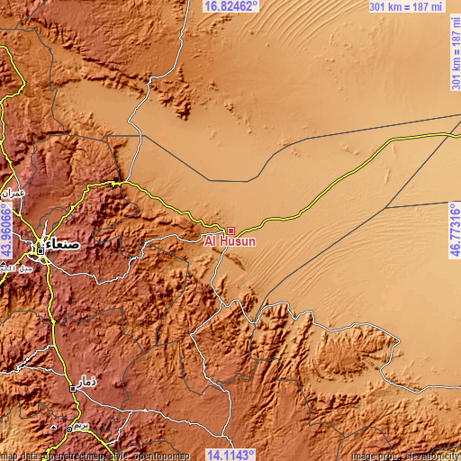 Topographic map of Al Ḩuşūn