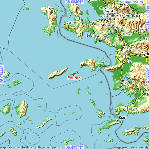 Topographic map of Foúrnoi