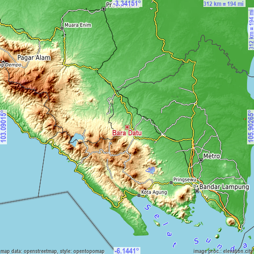 Topographic map of Bara Datu