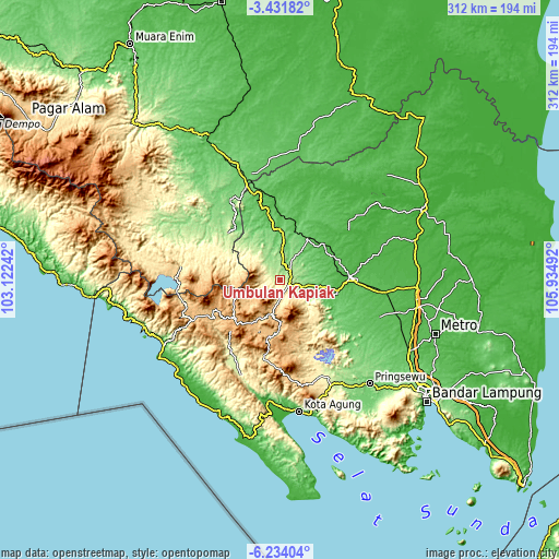 Topographic map of Umbulan Kapiak