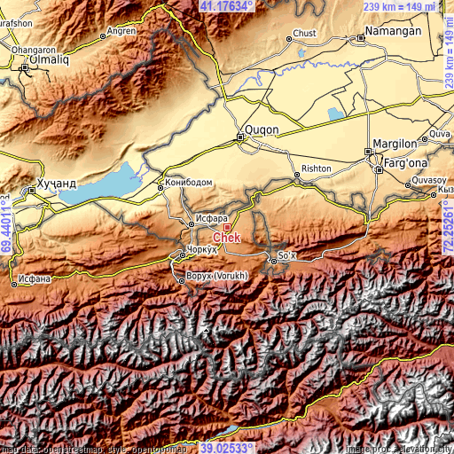 Topographic map of Chek