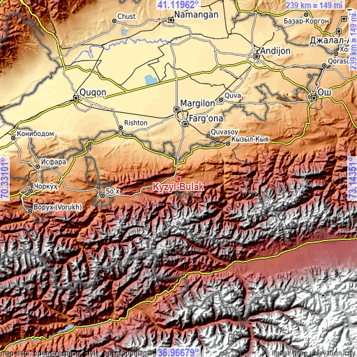 Topographic map of Kyzyl-Bulak