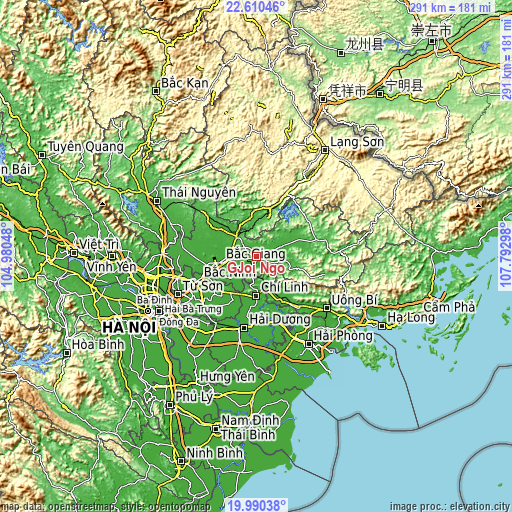 Topographic map of Đồi Ngô