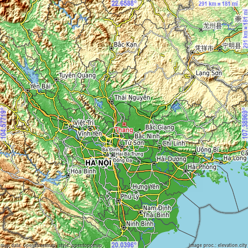 Topographic map of Thắng