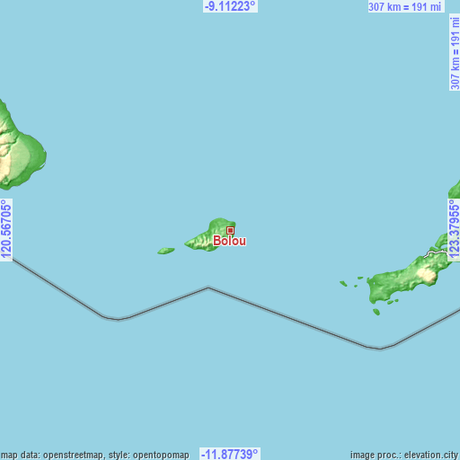 Topographic map of Bolou