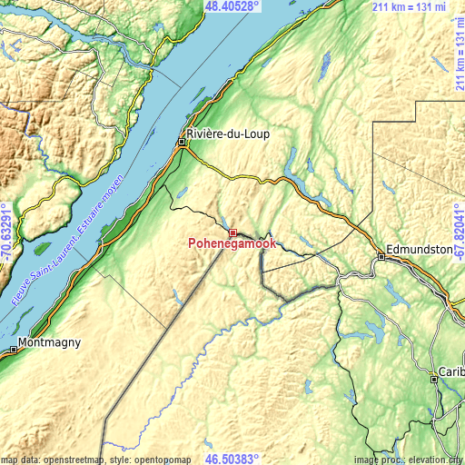 Topographic map of Pohénégamook