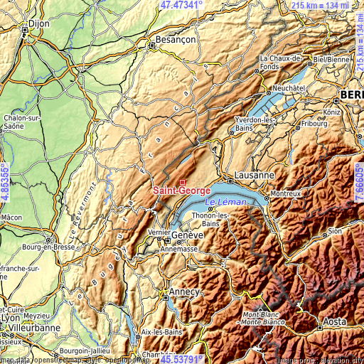 Topographic map of Saint-George