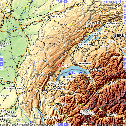 Topographic map of Berolle