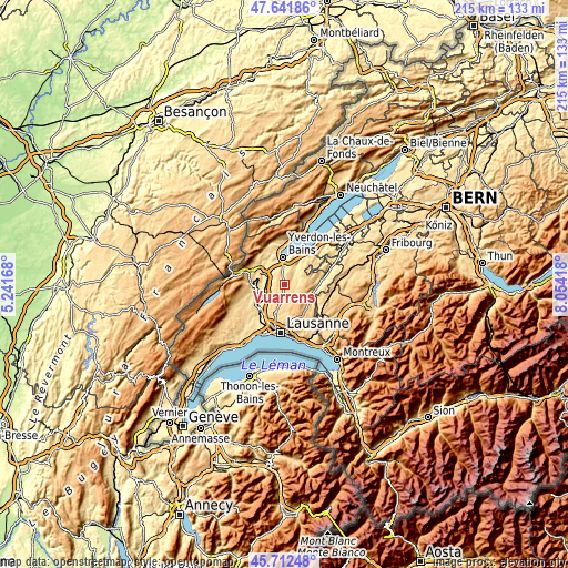 Topographic map of Vuarrens