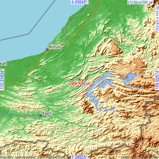 Topographic map of Data Kakus