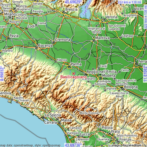 Topographic map of Basilicagoiano