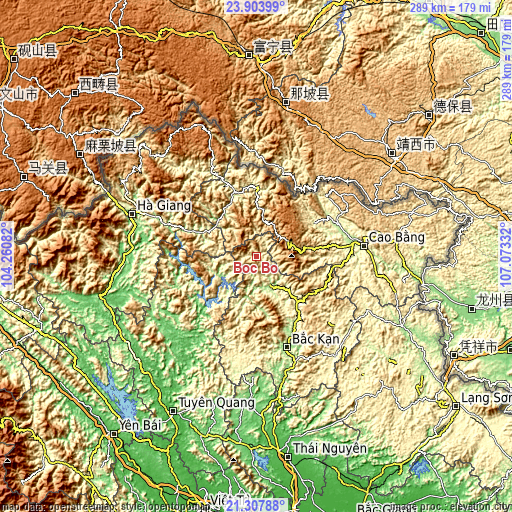 Topographic map of Bộc Bố