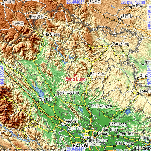 Topographic map of Bằng Lũng