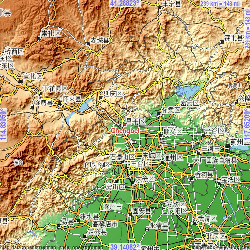 Topographic map of Chengbei