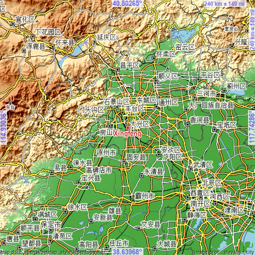 Topographic map of Xingfeng