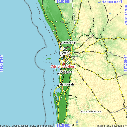 Topographic map of City of Cockburn