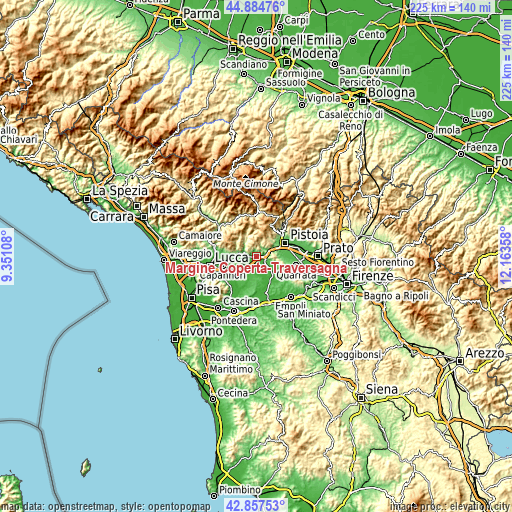 Topographic map of Margine Coperta-Traversagna
