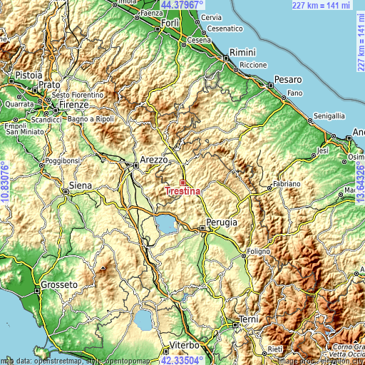 Topographic map of Trestina