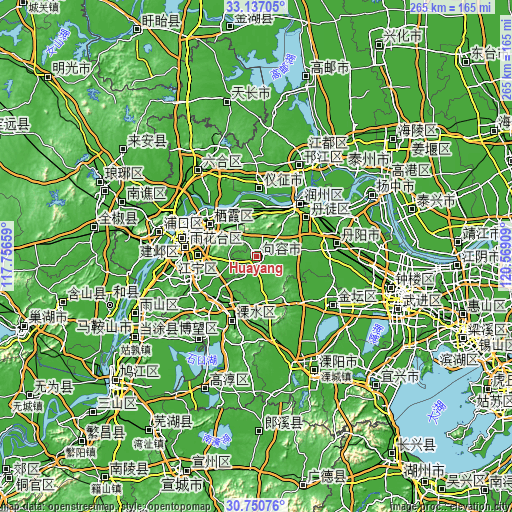 Topographic map of Huayang