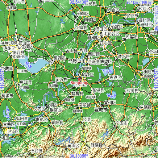 Topographic map of Sanjiang