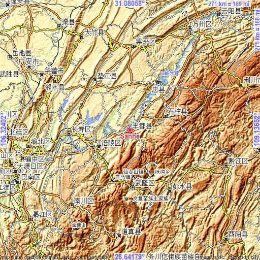 Topographic map of Sanhe