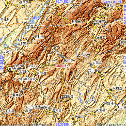 Topographic map of Qianjiang