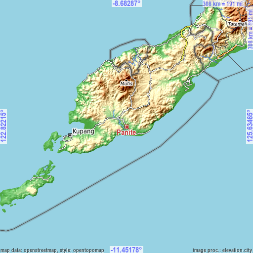 Topographic map of Panite
