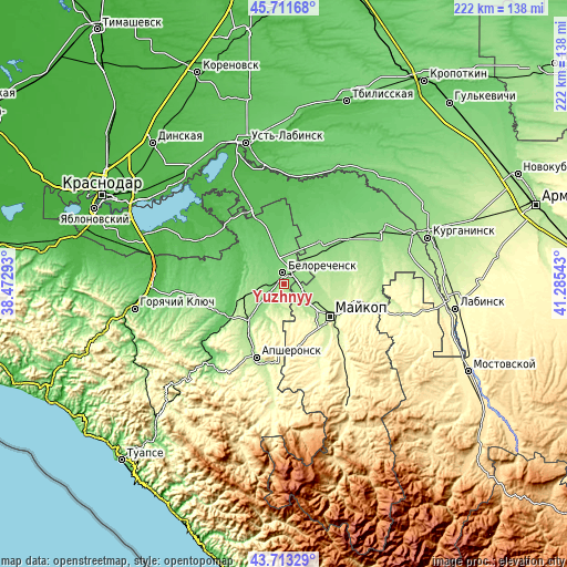 Topographic map of Yuzhnyy