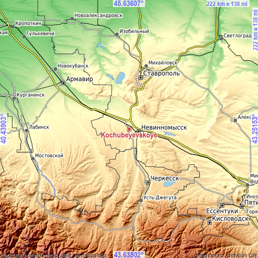 Topographic map of Kochubeyevskoye
