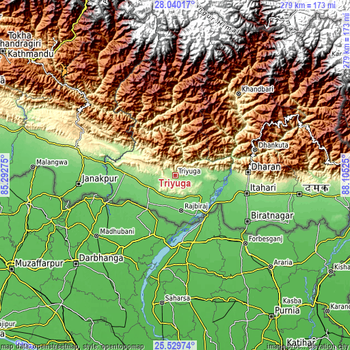 Topographic map of Triyuga