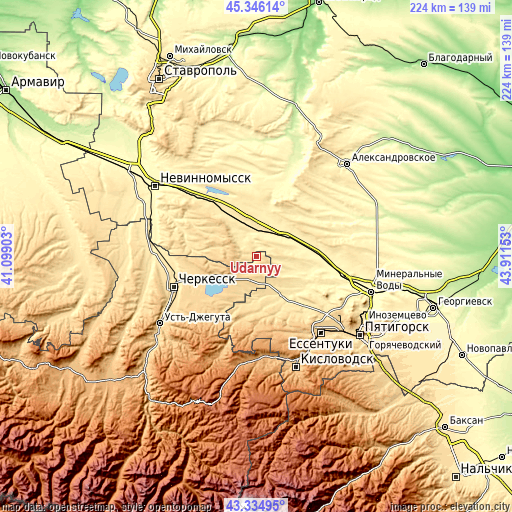 Topographic map of Udarnyy