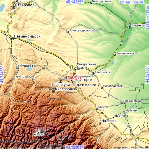 Topographic map of Zmeyka