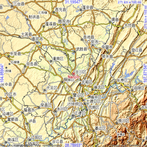 Topographic map of Nanjin
