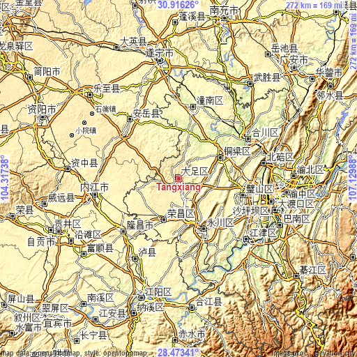 Topographic map of Tangxiang