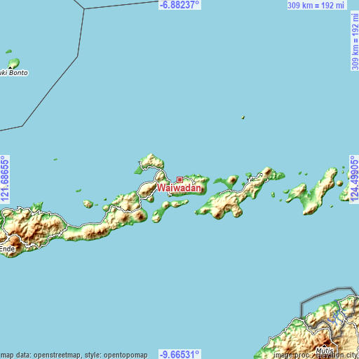 Topographic map of Waiwadan