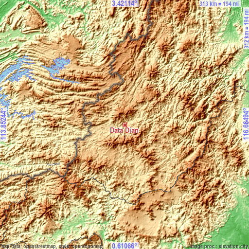 Topographic map of Data Dian