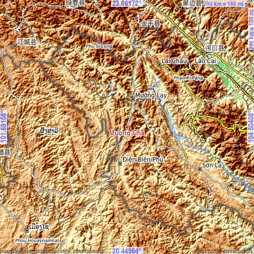 Topographic map of Mường Chà