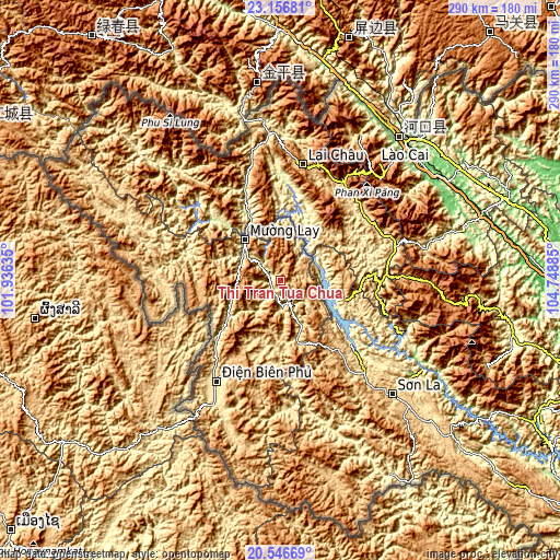 Topographic map of Thị Trấn Tủa Chùa