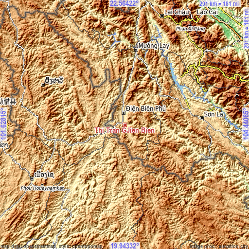 Topographic map of Thị Trấn Điện Biên