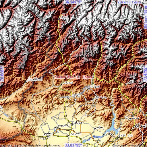 Topographic map of Kakad Wari Dir Upper
