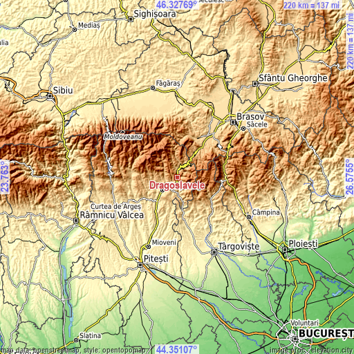 Topographic map of Dragoslavele